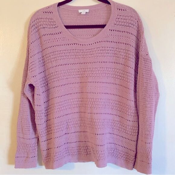J Jill Open Weave Sweater Mauve Crew Neck Long Sleeves Sz Large Gorgeous - Picture 3 of 5